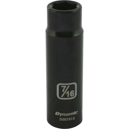 Dynamic 3/8" Drive Deep Socket, Black Phosphate, Tools 3/8" Drive 6 Point SAE, 7/16" Deep Length D007514